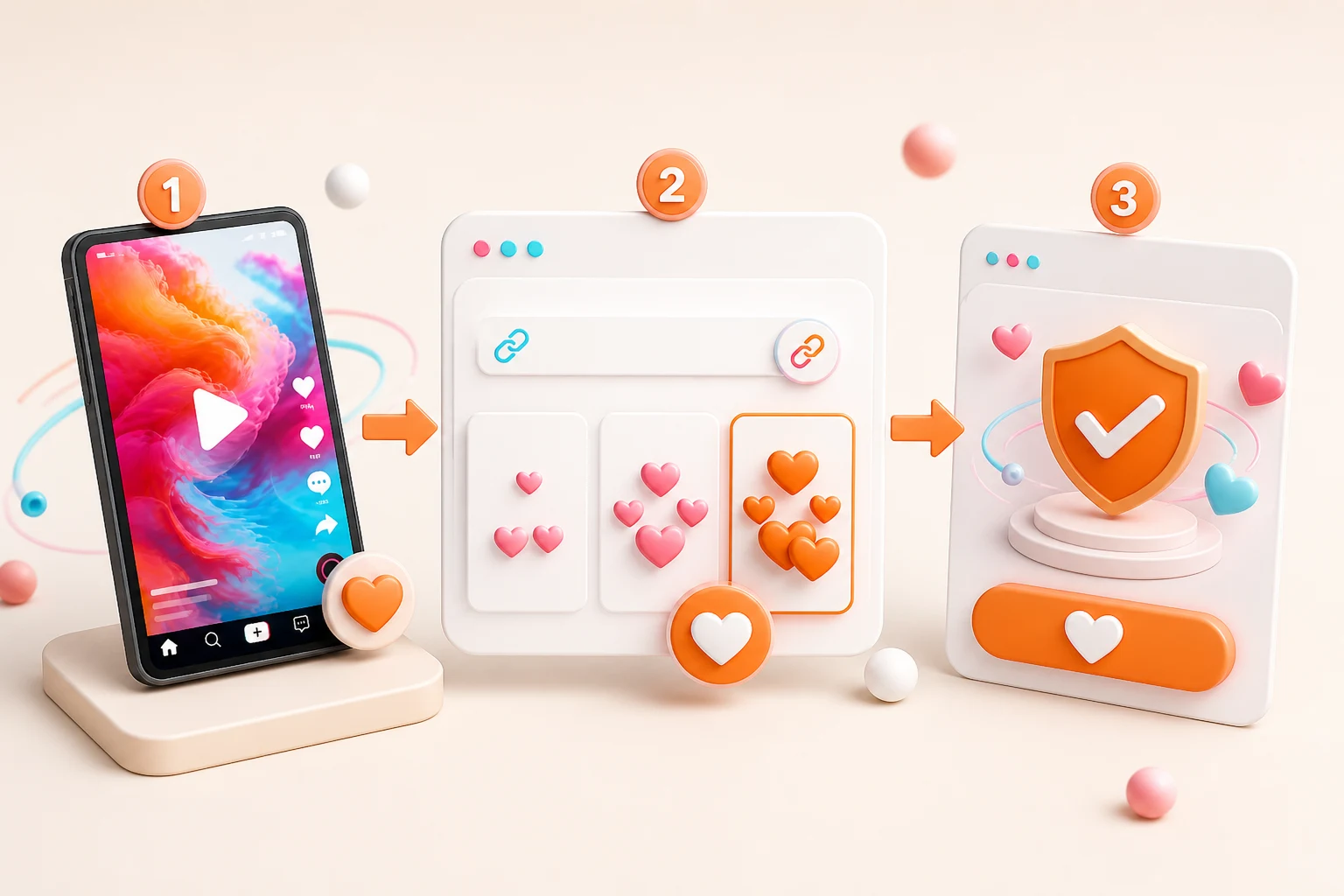 TikTok likes ordering process using a public video link